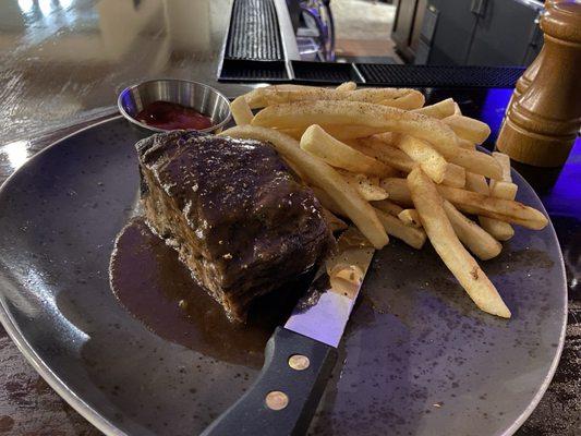 Beef short ribs and fries