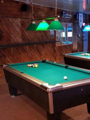 The pool tables have just been cleaned and balanced. Come play the first game is on the house.