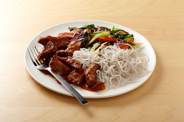 Beef Bulgogi over Sweet Potato Noodles