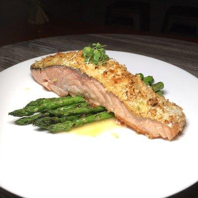 Parmesan-crusted Salmon with Asparagus & Lemon Beurre Blanc