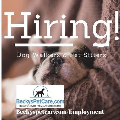 Hiring in Northern Virginia areas for Becky's Pet Care