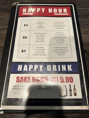 Happy hour menu