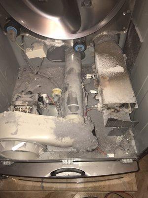 Lint build up inside dryer