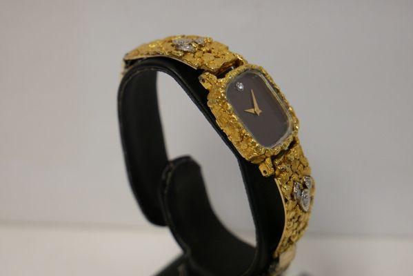 10KT GOLD NATURAL NUGGET SEIKO WATCH