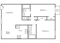 Two bedroom / Two bath 890 Square Feet