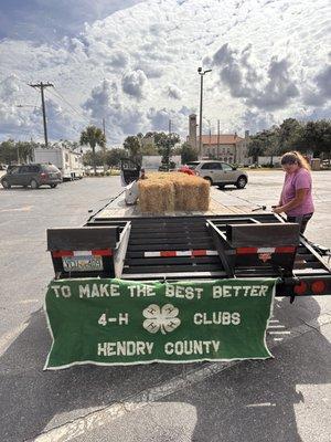 4-H float in the preparation stages for the parade