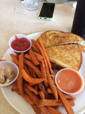 Chicken Melt and sweet potato fries.