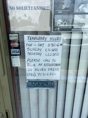 Temporary hours