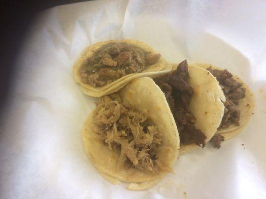 Tacos, Verde, Carnitas, Pastor, and Asada