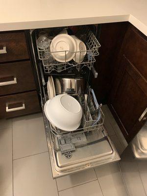 Dishes stored in the washer