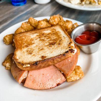 Fried Bologna Breakfast Sandwich