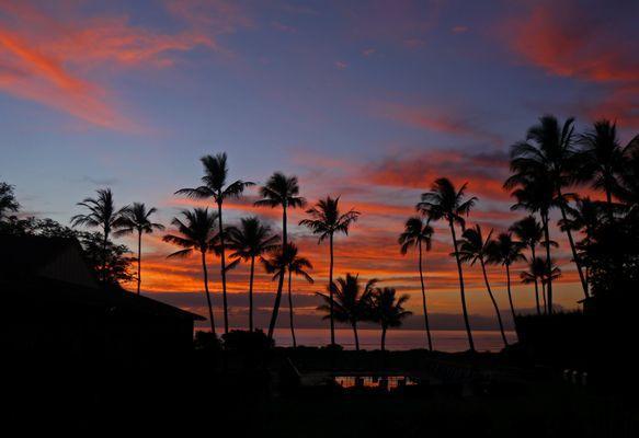 Sunset from condo lanai at Waiohuli Beach Hale