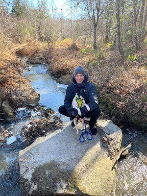 Caligirl my smooth hair terrier & I in NC doing some hiking.