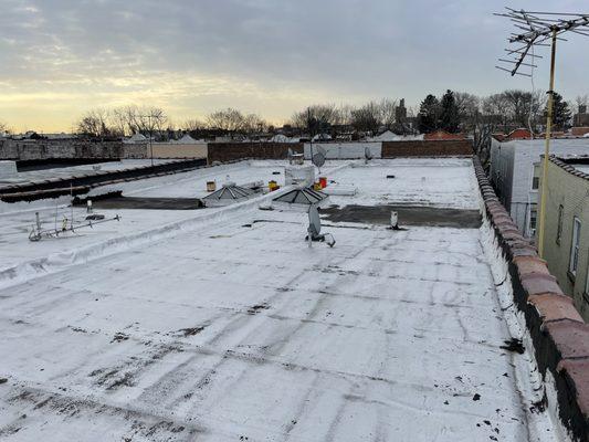 Before photo of a old roof and skylight in the Bronx