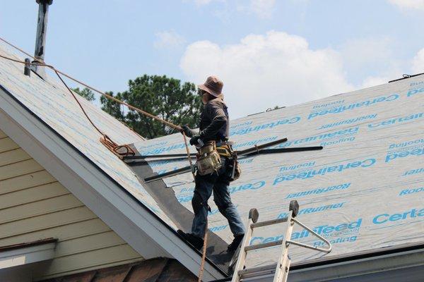 Roof installation in progress