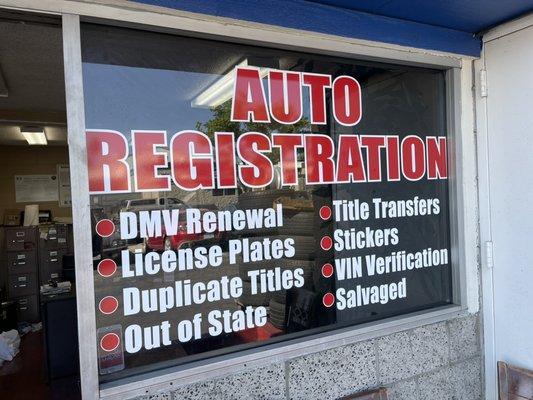 Now offering Auto Registration services!