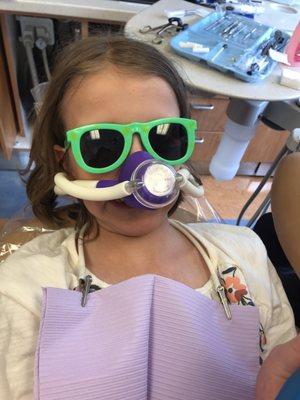 Laughing gas and eye protection