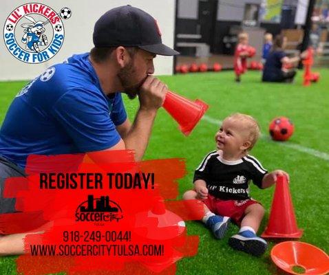 Lil Kickers is a class based program that meets once a week like a practice for those 18 months - 9 years old