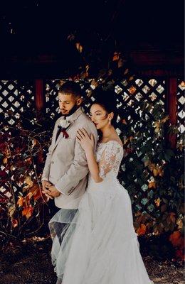 Wedding dress and suit jacket