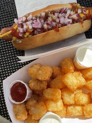 Make it a double! Double dose of tots with a dog.