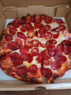 Small pepperoni. Crispy pepperoni, crunchy crust, and ooey gooey cheese.