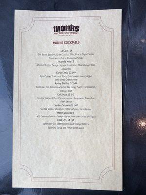 Specialty Cocktail Menu