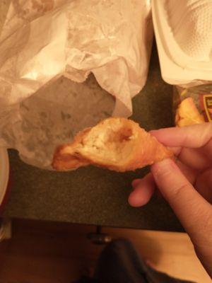 A yummy bite of my crab rangoon.