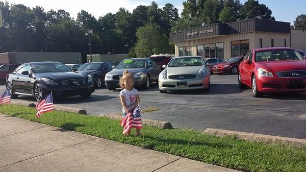 Chad's daughter, Layla, helping decorate