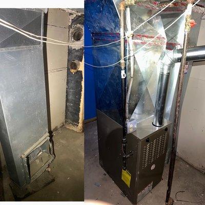 Before/after Payne single stage 80% furnace.