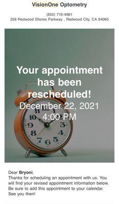 Confirmation of reservation on the date and time I came in.