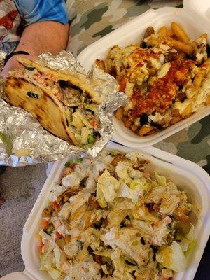 Beef Gyro, Gyro fries and chicken salad