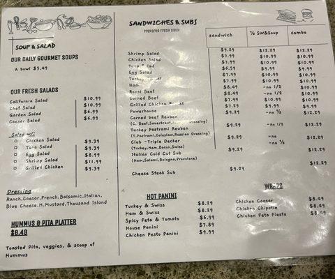 Michaels Deli Menu's