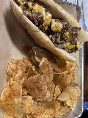 Philly Cheesesteak with House-made Potato Chips