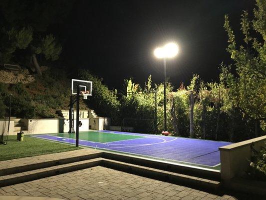 Our new SoCal Sports sports court, at night.  These LED stadium lights are terrific!