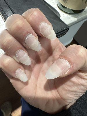 Disgusting!!! Full set put on by Family Nail Salon had to be completely removed due to tips wrongly applied and lifting.