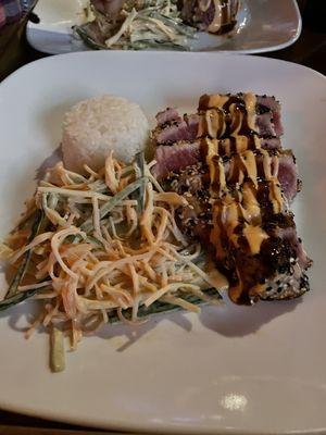 Seared Tuna and salad.