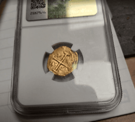 Authentic gold coin from Mel Fisher's Atocha ship wreck