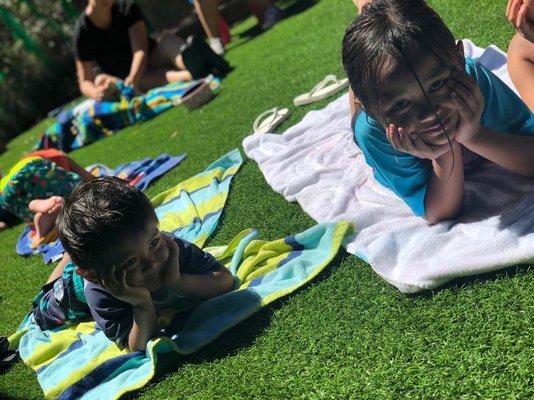 Water play to cool off from the heat!