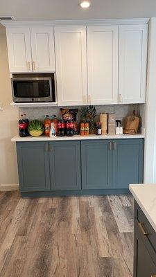 Installed kitchen cabinets and created this area for more kitchen storage