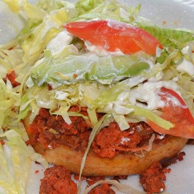 Chorizo Sope ($2.00) excellent: Taqueria El Torito - Randleman Rd