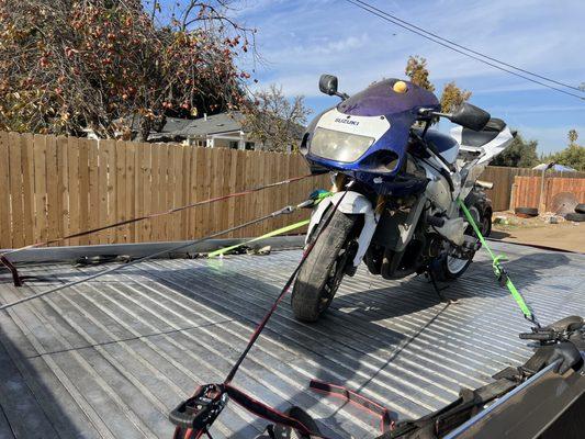 This motorcycle broke down the wheels were not even turning,