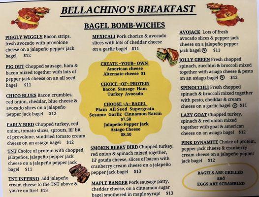 New menu at Bellachinos