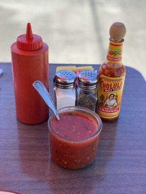 Table condiments, salsa for huevos ranchero