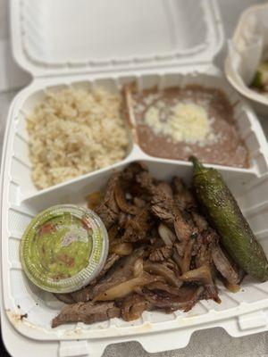 Carne asada plate (also comes with tortillas)