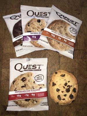 Quest Protein Cookies (Double Chocolate Chip, Oatmeal Raisin, Peanut Butter & Chocolate Chip)