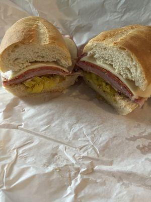 Great sandwich! The meats and flavor of peppers and dressing is good. The bread on top is tough and chewy, which I like. The price was 6.95.