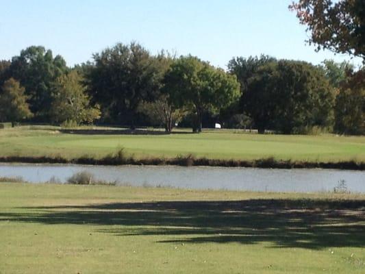 Water around the green of hole #2 don't go fishing