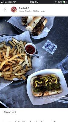 Fries and veggie dog