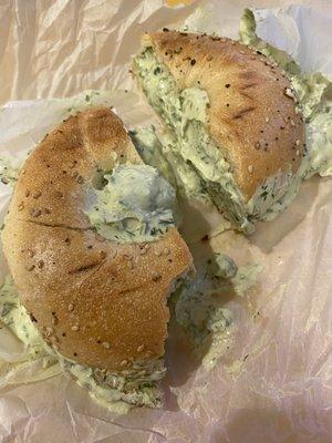 Bagel with dill garlic cream cheese