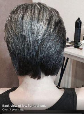 Back of short hair cut.